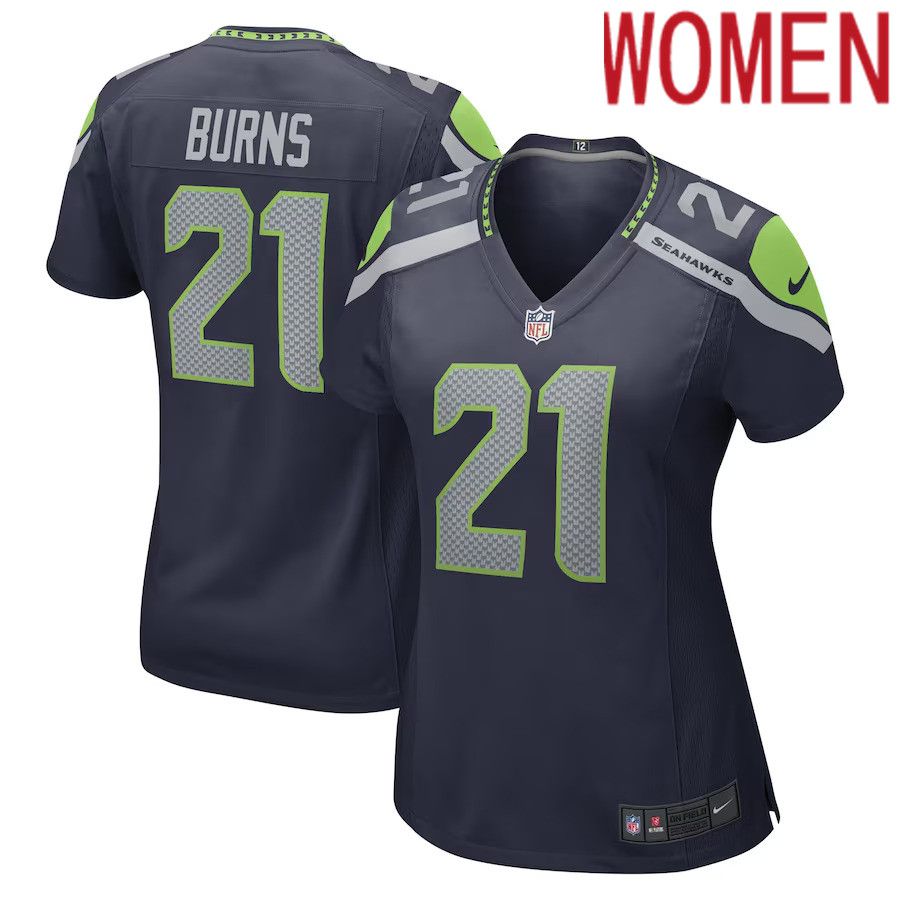 Women Seattle Seahawks #21 Artie Burns Nike College Navy Game Player NFL Jersey->women nfl jersey->Women Jersey